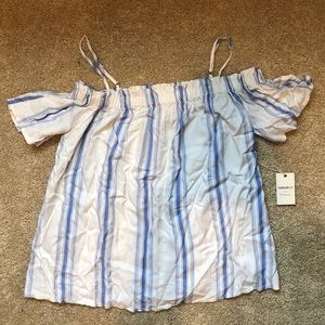 striped off the shoulder top